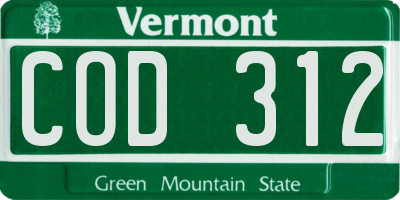 VT license plate COD312