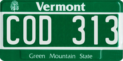 VT license plate COD313