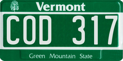 VT license plate COD317