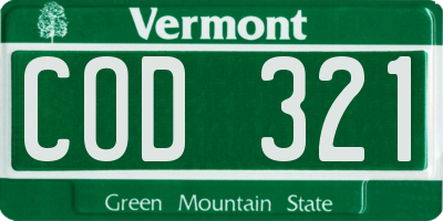 VT license plate COD321