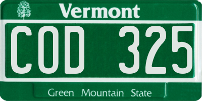 VT license plate COD325