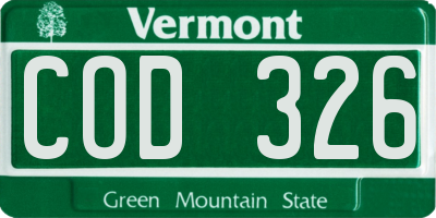 VT license plate COD326
