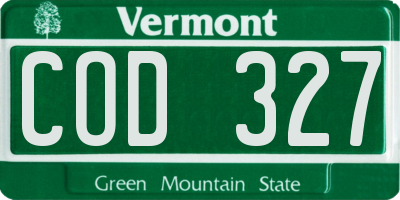 VT license plate COD327