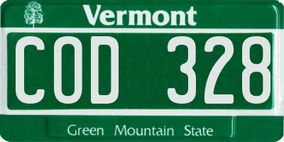 VT license plate COD328