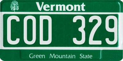 VT license plate COD329