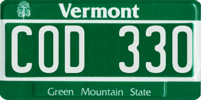 VT license plate COD330