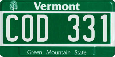 VT license plate COD331