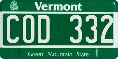 VT license plate COD332