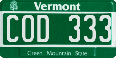 VT license plate COD333