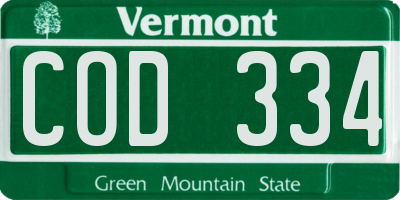 VT license plate COD334