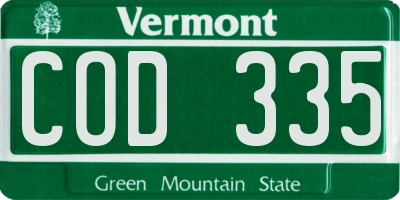 VT license plate COD335