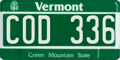VT license plate COD336