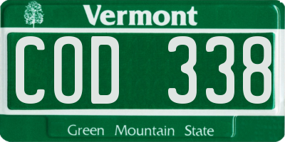VT license plate COD338