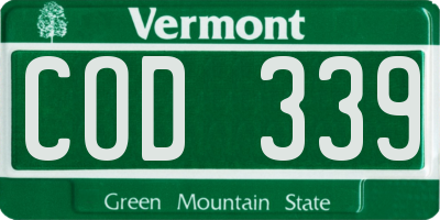 VT license plate COD339