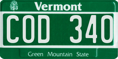 VT license plate COD340