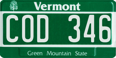 VT license plate COD346