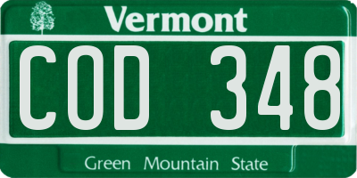 VT license plate COD348