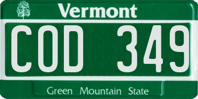 VT license plate COD349