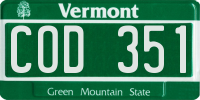 VT license plate COD351