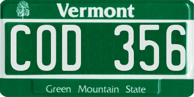 VT license plate COD356