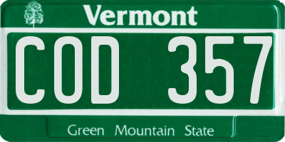 VT license plate COD357