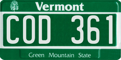 VT license plate COD361