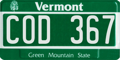 VT license plate COD367