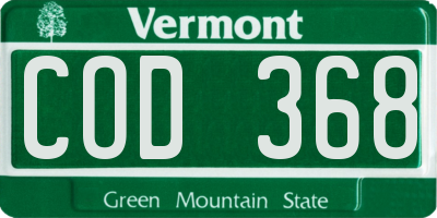 VT license plate COD368