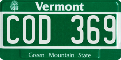 VT license plate COD369
