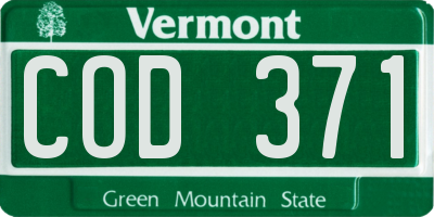VT license plate COD371