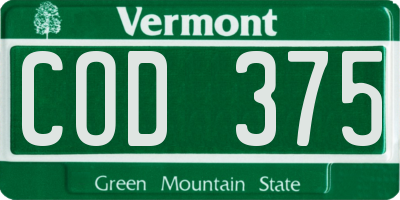VT license plate COD375