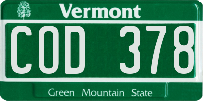 VT license plate COD378