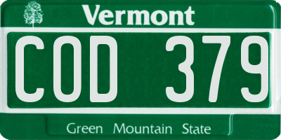 VT license plate COD379