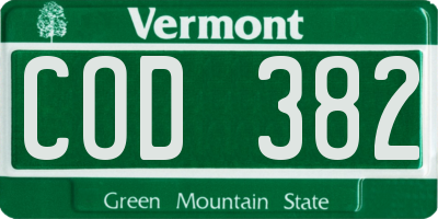 VT license plate COD382