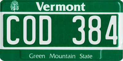 VT license plate COD384