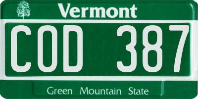 VT license plate COD387