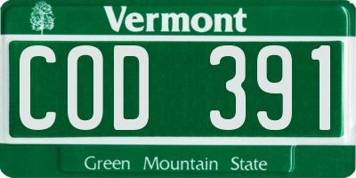 VT license plate COD391