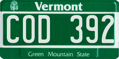 VT license plate COD392