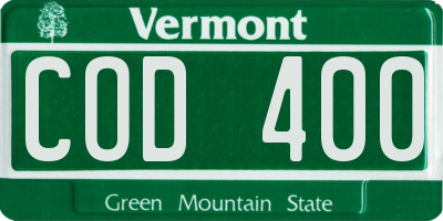 VT license plate COD400