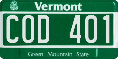 VT license plate COD401