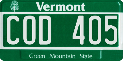 VT license plate COD405