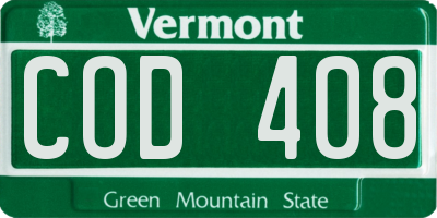 VT license plate COD408