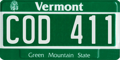 VT license plate COD411