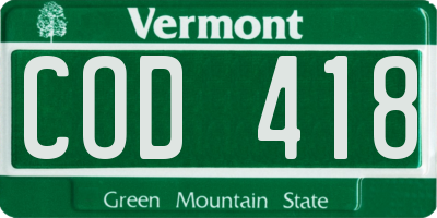 VT license plate COD418