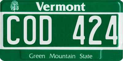 VT license plate COD424