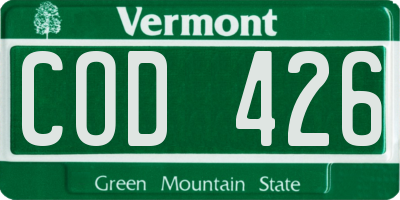 VT license plate COD426