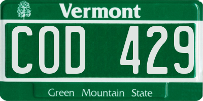 VT license plate COD429