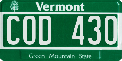 VT license plate COD430