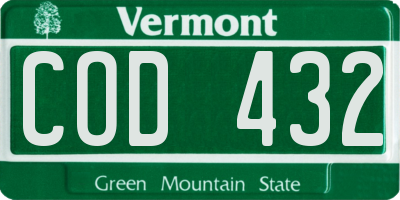 VT license plate COD432