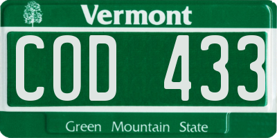 VT license plate COD433